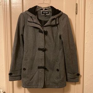 Apt 9 Small Winter Coat Zip & Loop Button Closure Fully Lined Hooded Gray
